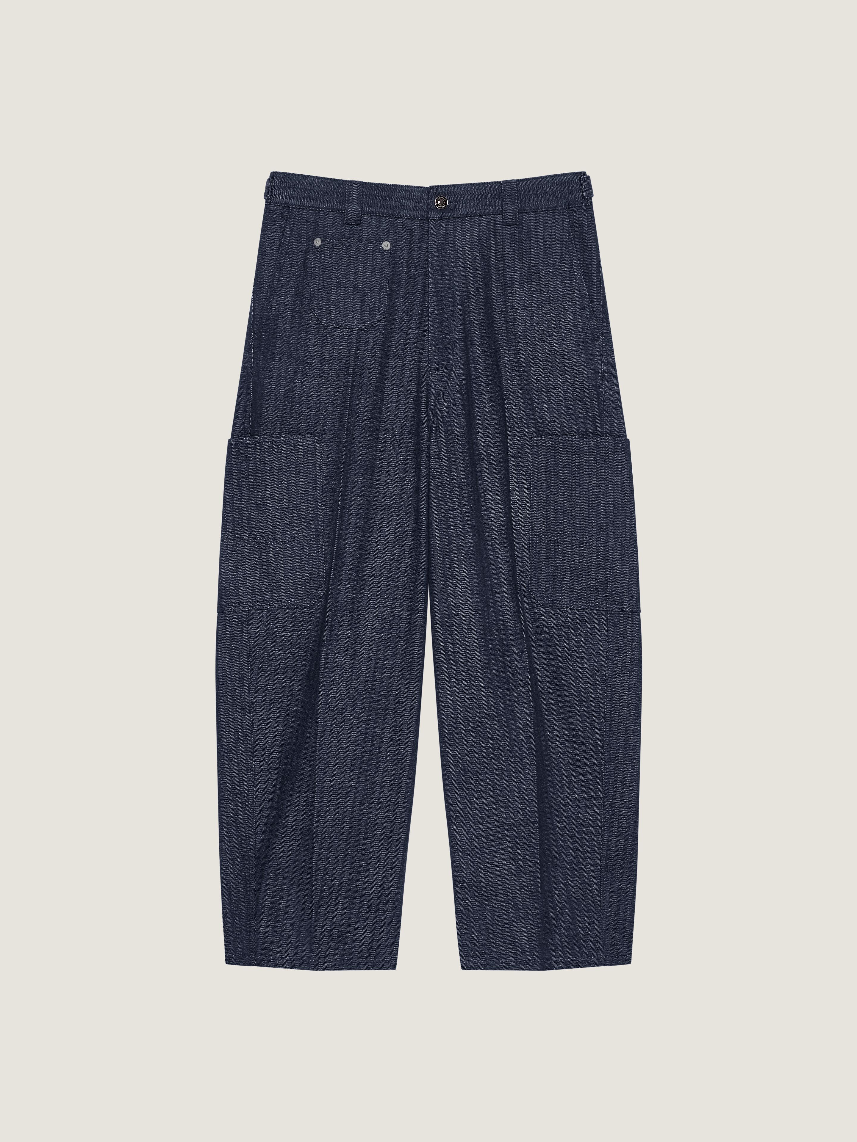 Cargo trousers in herringbone denim